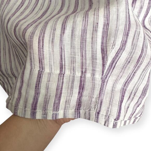 Tommy Bahama Relax 100% Linen Purple Striped Casual Button Down Shirt Men's XLT - Picture 7 of 9